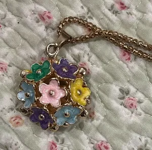 Betsey Johnson Multicolor Enamel Flower Cluster Necklace - Gold Tone thumbnail 1