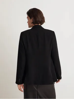 Madewell The Rosedale Blazer Crepe Black Oversized Academia Size 0 thumbnail 2