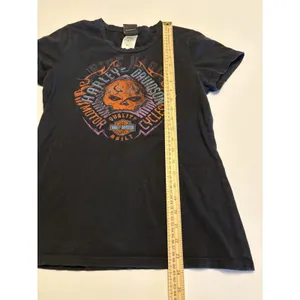 Harley Davidson Skull Graphic T Shirt Womens M Black Biker USA Y2K 2000s Style thumbnail 7