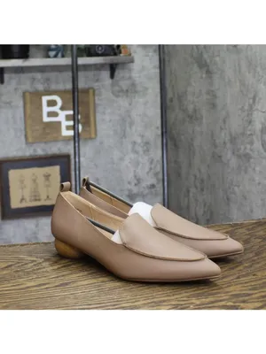 NWT Journee Collection Faux Wood Block Heel Maggs Loafers Taupe Brown 7.5M thumbnail 7