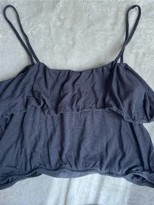 American Eagle Outfitters Black Ruffle Cami Tank thumbnail 2