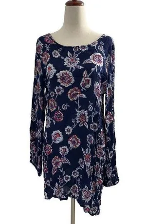 Billabong Dress Medium Floral Blue Open Back Summer Dress thumbnail 1