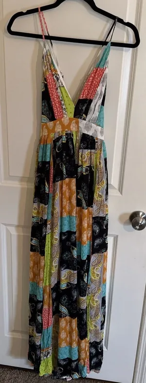 Privy NWT Patchwork Maxi Dress W Spaghetti Straps Size Small Boho Hippie Cottage thumbnail 1