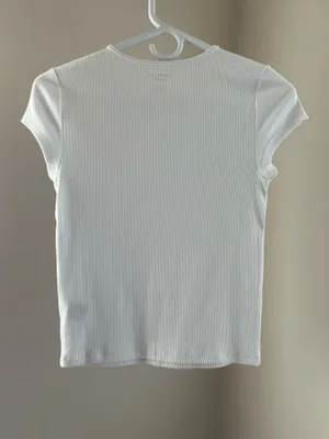 White Ribbed T-Shirt American Eagle thumbnail 4