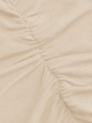 CIDER Beige Sleeveless High Neck Ruched Tank Top thumbnail 8