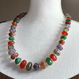 Vintage multi color nugget bead necklace thumbnail 8