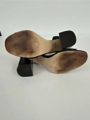 Coach Maddi Black Leather Block Heel Sandals Size 7.5 thumbnail 6