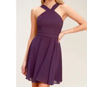 Lulus‎ Forevermore Dusty Purple Halter Sleeveless Skater Dress SMALL thumbnail 3