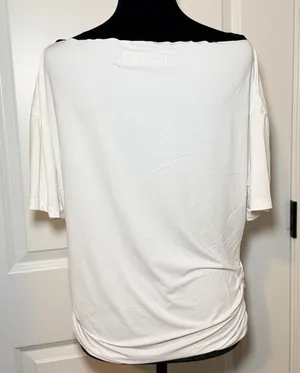Lioness White Ruched SideBoat Neck Top Size M Minimalist Chic thumbnail 1
