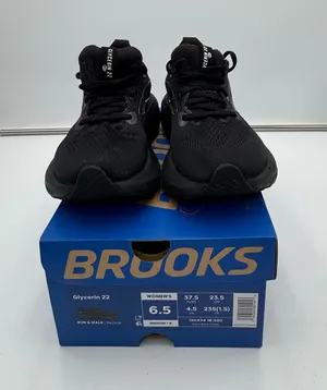 Brooks Glycerin 22 Womens Running Shoes Size 6.5 B Black Black Ebony With Box thumbnail 1