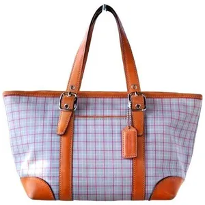 Coach - Plaid Tote Bag with Tan Accents & Hangtag thumbnail 1