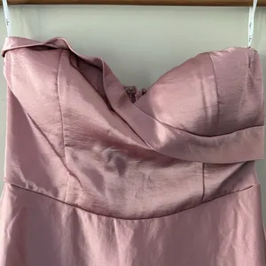 Lulus Maxi Dress Real Romantic Light Rose Pink Satin Strapless Flowy Size S thumbnail 8