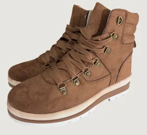 3199 | NEW FTI Fur Lined Hiking Boots Brown Faux Suede Lug Sole Women 9 thumbnail 1