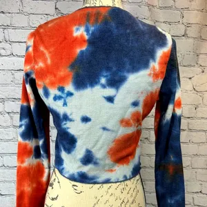 All in Favor Tie Dye Waffle Knit Crop Top Multi Color XL thumbnail 9