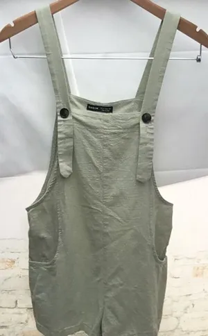 SHEIN Women’s Lightweight Crinkled Cotton Summer Romper Shortalls Cover Up thumbnail 1
