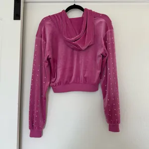 Y2K Vintage Velour Zip Up Hoodie Rhinestone McBling Baddie Track Jacket Cropped thumbnail 2
