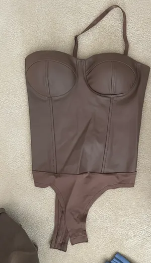 Brown Leather  Bodysuit thumbnail 1