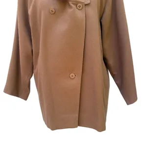 VTG Samuel Martin Pure Wool Coat 4 Tan Double Breasted Shawl Collar Flag Line‎ thumbnail 3