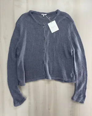 nwt NIA revolve knit grayish blue soft cardigan sweater L thumbnail 1