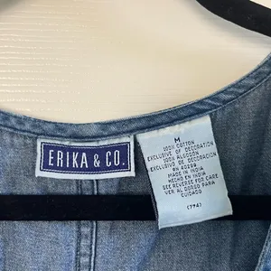 Vintage 90s Erika & Co. Embroidered Floral Denim Sleeveless Dress Size L thumbnail 2