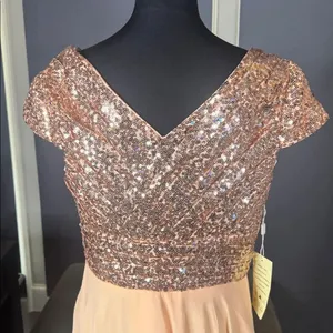 Women’s Full Length Prom Formal Dress Sequined V-Neck Bodice SideZip Size 12 NEW thumbnail 6