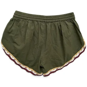 Free People Coastal Cruise Olive Green Crochet Trim Boho Pull On Shorts S/M NWT thumbnail 8
