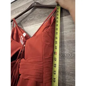 Azazie Paprika A line Pleated Chiffon Long Dress Farren Bridesmaid Formal Orange thumbnail 12