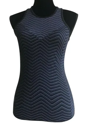 Athleta Womens Tank Top Size XS Black Gray Finish‎ Fast Chevron Print Ruched thumbnail 1