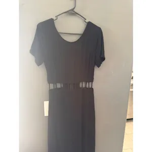 Lush Black Short Sleeve Cage Waist Cut Out Maxi Dress‎ Women Size Small Cute thumbnail 3