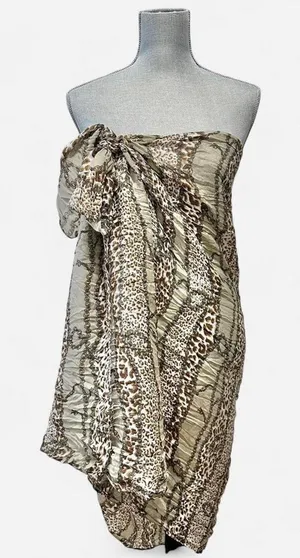 Leopard animal print sarong Swim Cover up Resortwear thumbnail 1