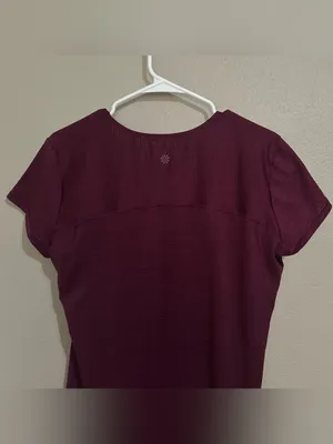Athleta Burgundy Heathered Scoop Neck Short Sleeve Athletic Shirt Womens Size XL thumbnail 5