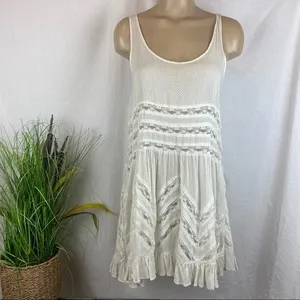 Free People White & Gray Polka Dot Sleeveless Lace Summer Dress XS thumbnail 2