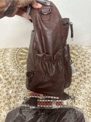 Everyday Brown Faux Leather Women's Backpack with Detachable Patterned Straps thumbnail 4