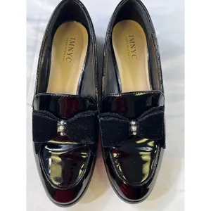 Isaac Mizrahi Womens Black Patent Leather Loafers With Velvet Bow Size 7 SKU 730 thumbnail 5