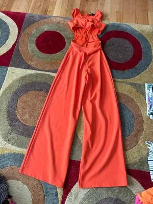PrettyLittleThing Orange Cutout Sleeveless Pants Jumpsuit One Piece Size 0 thumbnail 1