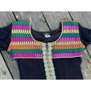 dress embroidered cotton boho black pink orange thumbnail 2