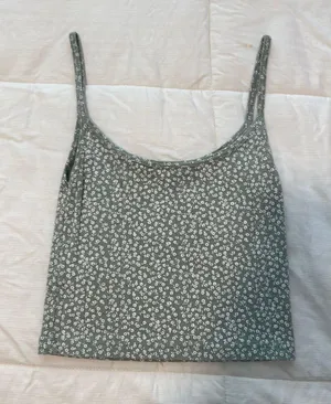 Brandy Melville Green Flower Tank Top thumbnail 1