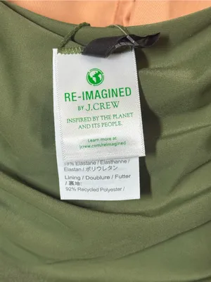 J. Crew NWT Olive Green Ruched Scoop One-Piece Swimsuit, size 10 thumbnail 4
