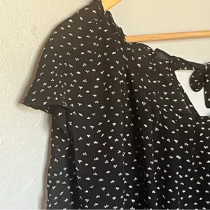 LC Lauren Conrad Floral Butterfly Design Lightweight Blouse Top Black XXL thumbnail 5