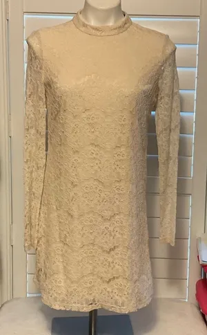 Forever 21 Cream Lace Long Sleeve Dress thumbnail 1