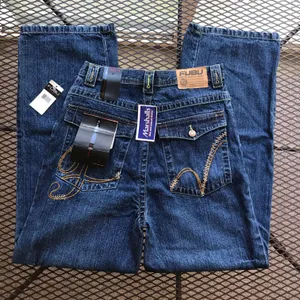 Amazing Y2k Nwt Blue Dark Wash Fubu Embroidered Denim Jeans thumbnail 1
