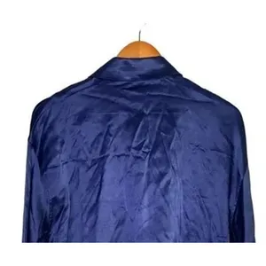 Zara Long Sleeve Satin Effect Crop Track Jacket Stretch Pockets M Sapphire Blue thumbnail 7