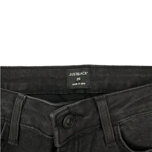 Just Black - Cropped Skinny Jeans with Fringe Hem in Washed Black thumbnail 3