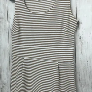 Banana Republic Brown White Striped Midi Dress 10 Sheath Career Workwear Chic thumbnail 3
