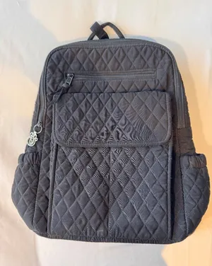 Vera Bradley Black Quilted Cotton Backpack Adjustable Straps Travel School‎ Bag thumbnail 1