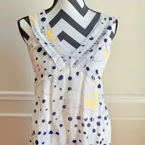 SEE‎ BY CHLOÉ Polka Dot Print Long Maxi Dress White Sleeveless Pockets size 10 thumbnail 3