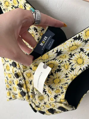 Maeve Anthropologie Floral Print Crop Knit Button Tank Top Vest Medium NEW NWT thumbnail 7