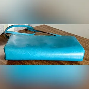 Tory Burch Turquoise Blue Leather and Suede ‘Miller’ Wallet-on-Chain Crossbody thumbnail 8