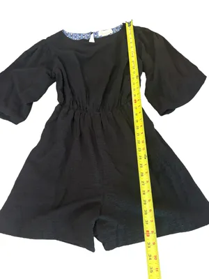 Anthropologie Francesca Balloon Sleeve Romper Elastic Waist Womens Small Black thumbnail 8