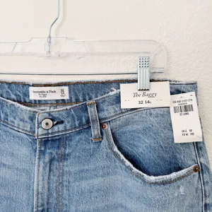 [Abercrombie & Fitch] The Baggy Mid Rise Jeans Side Slit Cuts NWT Sz 32 Long 14L thumbnail 12